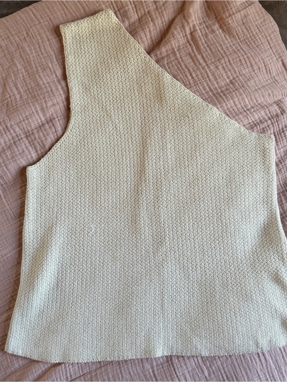 Free People Cream One-Shoulder Knit Sweater Top